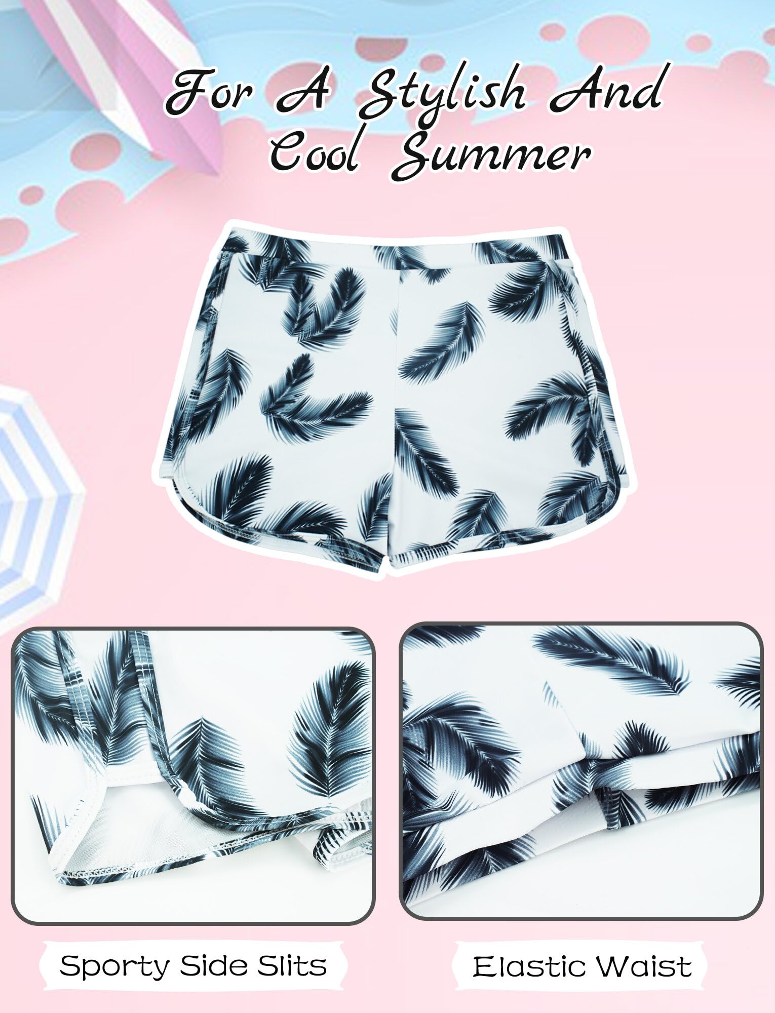 SEAUR Maillot de Bain Fille Ensemble de Bikinis Haut + Slip + Short de Bain 3 Pièces Enfants Fille 8-14 Ans Swimwear Set Natation Plage