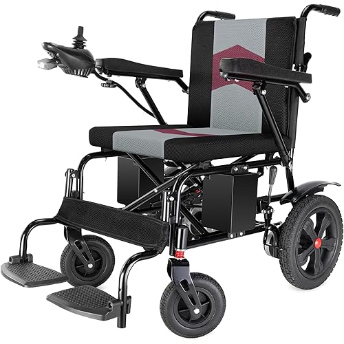Goldseason 19" Wider Electric Wheelchairs for Adults - 15 Miles Range, 330 lb Foldable Lightweight Motorized Wheelchair with Large Tire, All-Terrain Power Wheelchair for Home/Outting/Travel(Red)