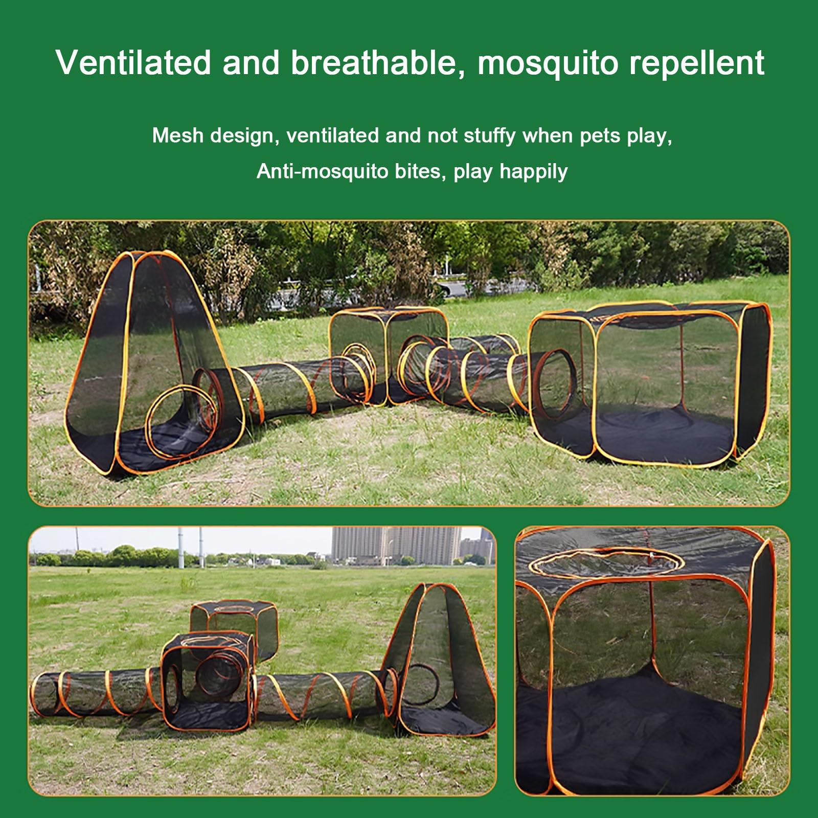 Tragbares Gehege für Kleintiere, Katzengehege Outdoor, Welpenauslauf, Großer Katzentunnel Faltbar, für Katzen, Kaninchen, Frettchen und Kleintiere DIY auf Vielfältige Weise