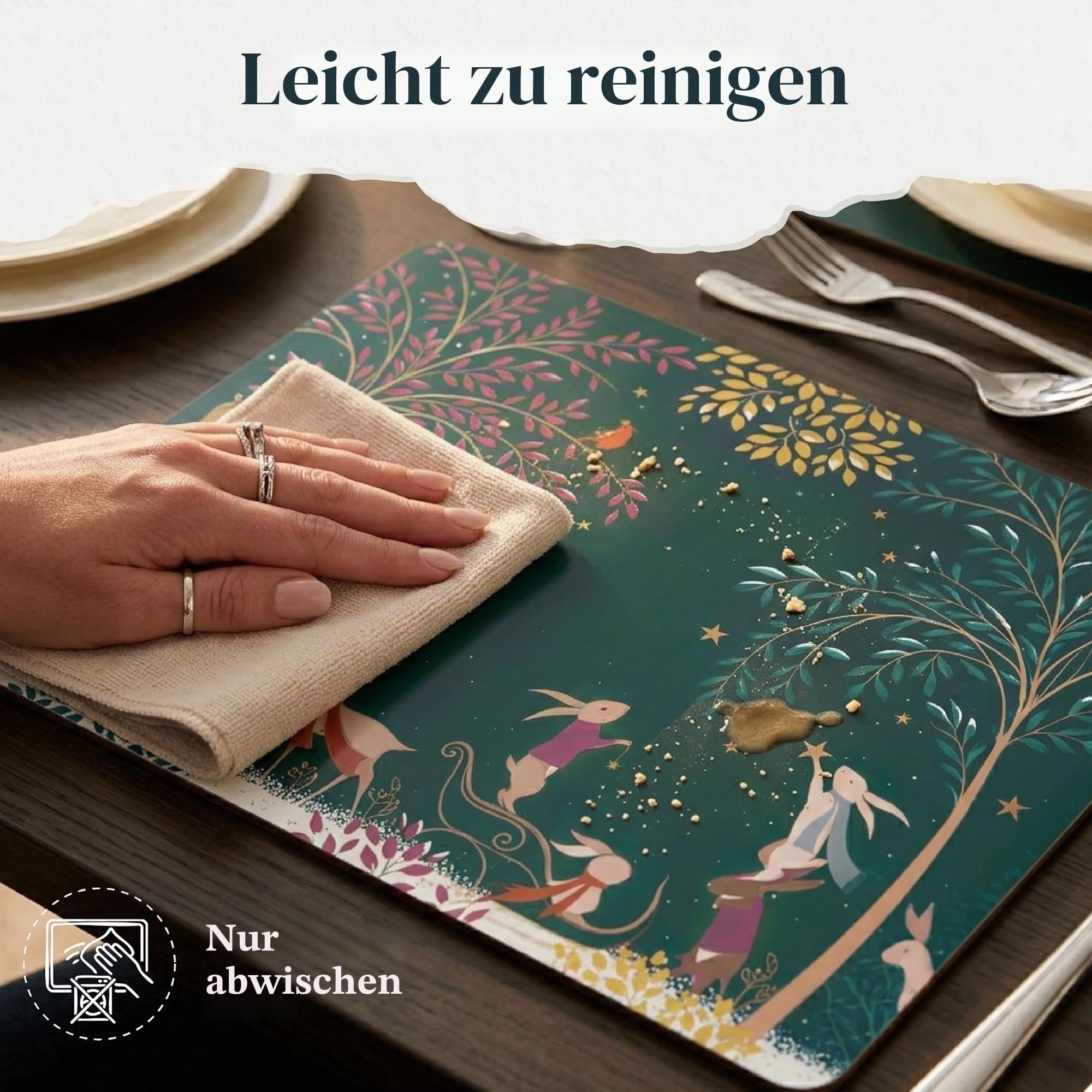 Woodland Tales Platzsets, groß, Grün, 4 Stück