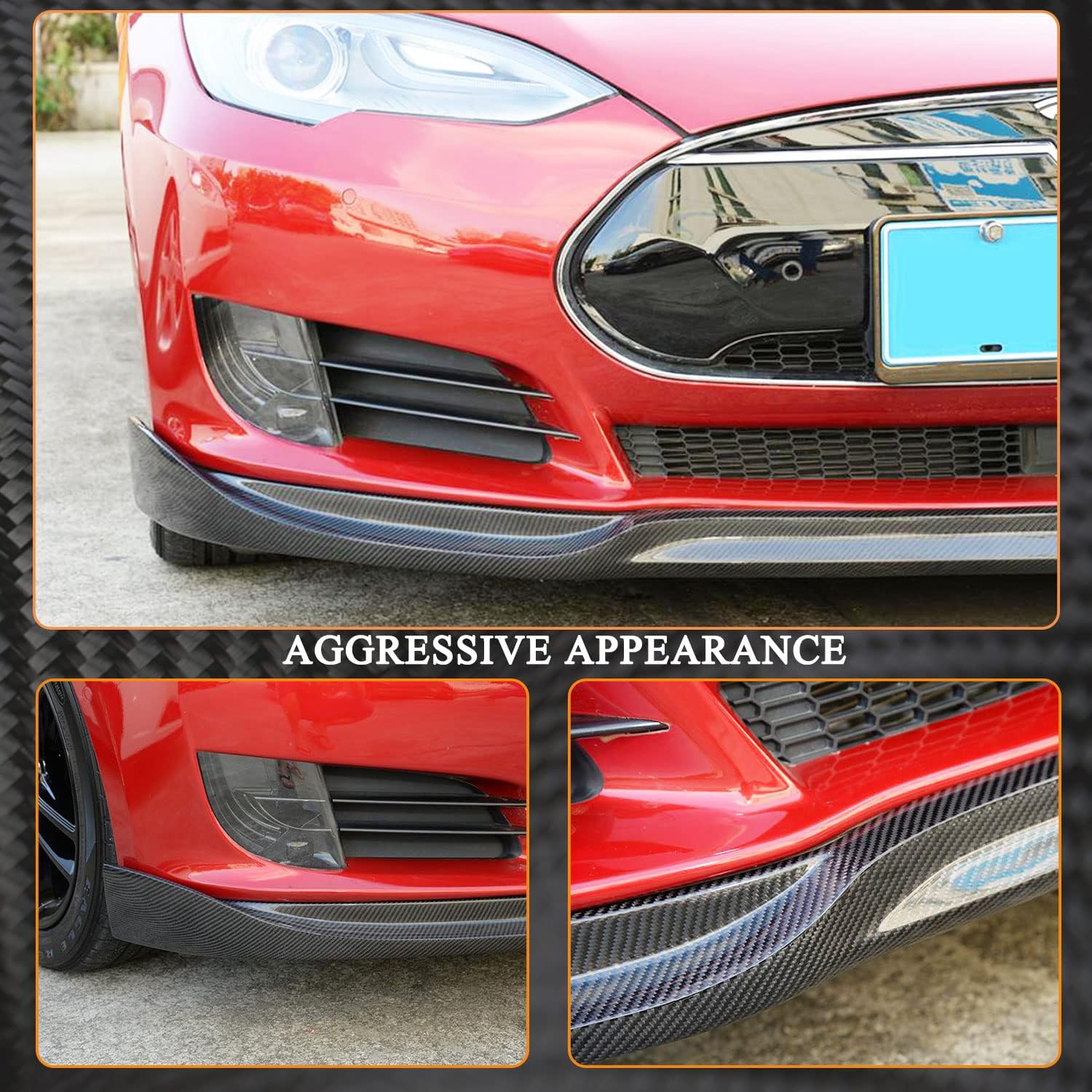 Carbon Fiber Front Lip Fits for Tesla Model S Sedan 2012-2015 Add-on Factory Outlet Air Dams CF Front Bumper Lip Chin Spoiler Splitter Protector