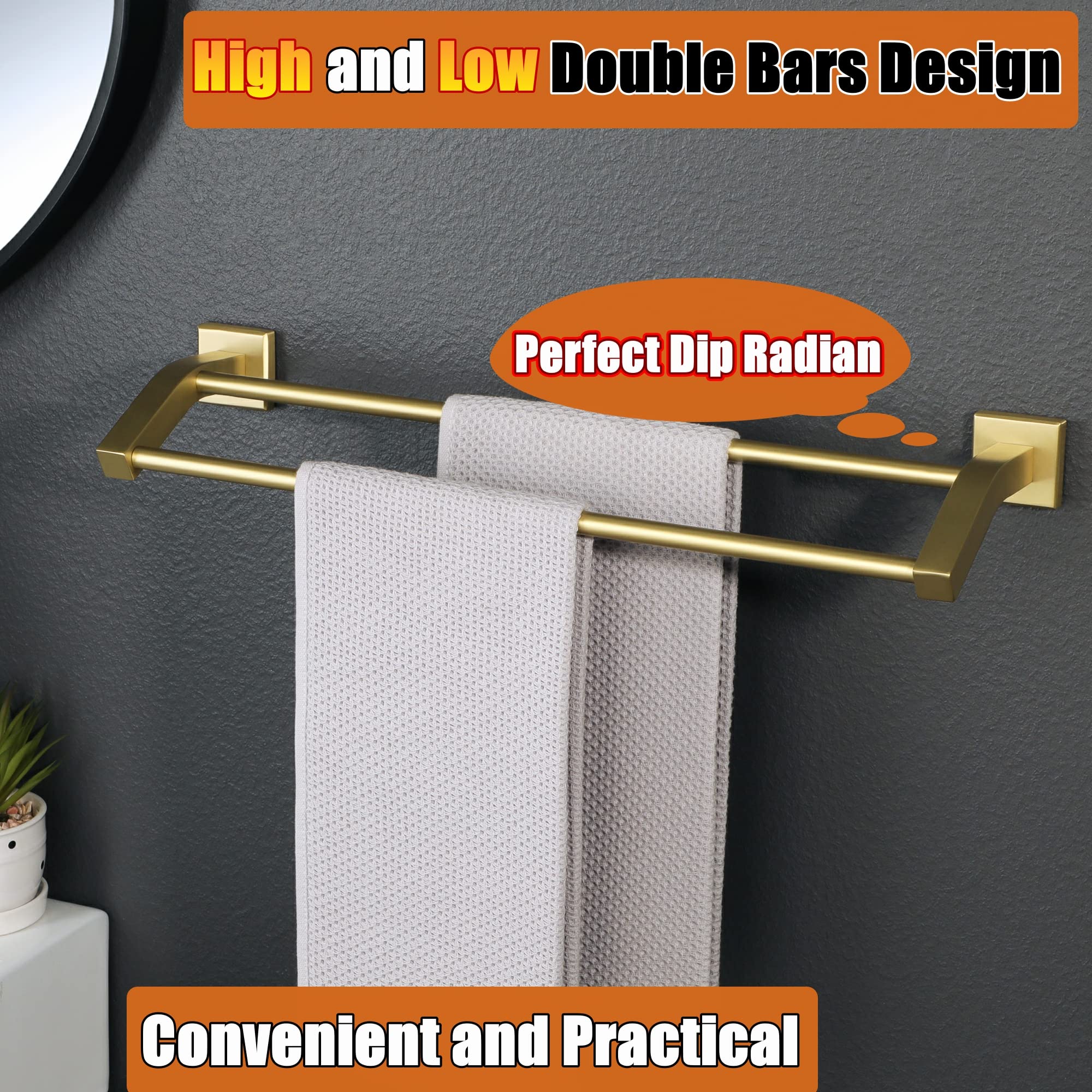Snapklik.com : Alise Bath Double Towel Bars Towel Racks For Bathroom ...