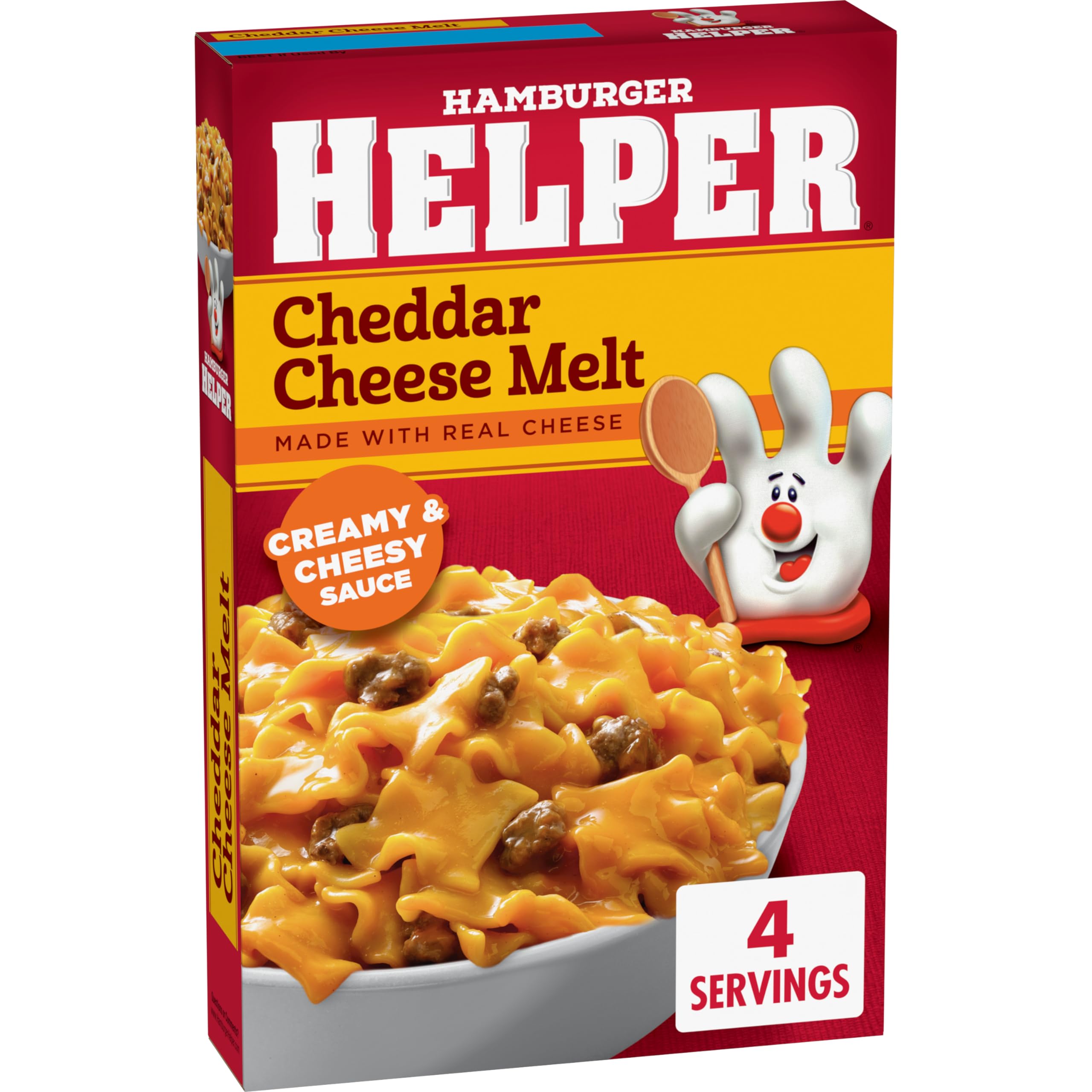 Hamburger Helper Cheddar Cheese Melt Pasta Meal (4.7 oz - 12 Pack) No Artificial Flavors, Ready in 3 Easy Steps, Quick Meals Perfect for Midweek Dinners, Busy Evenings & Families On-the-Go