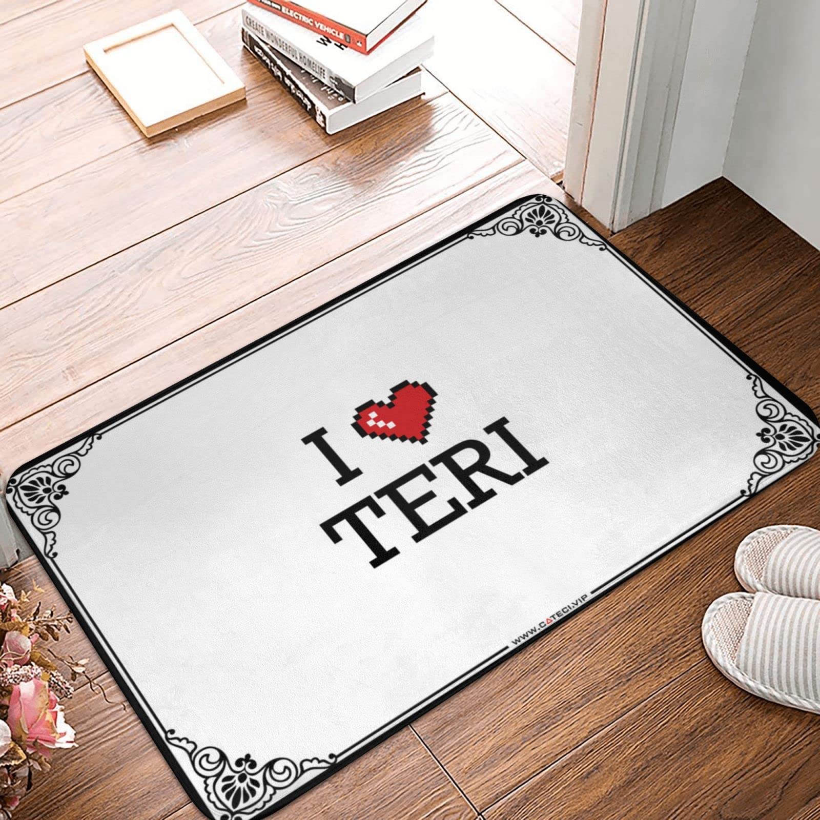 Paillasson cool I Love Teri de 65 x 90 cm pour décoration de porte d'entrée