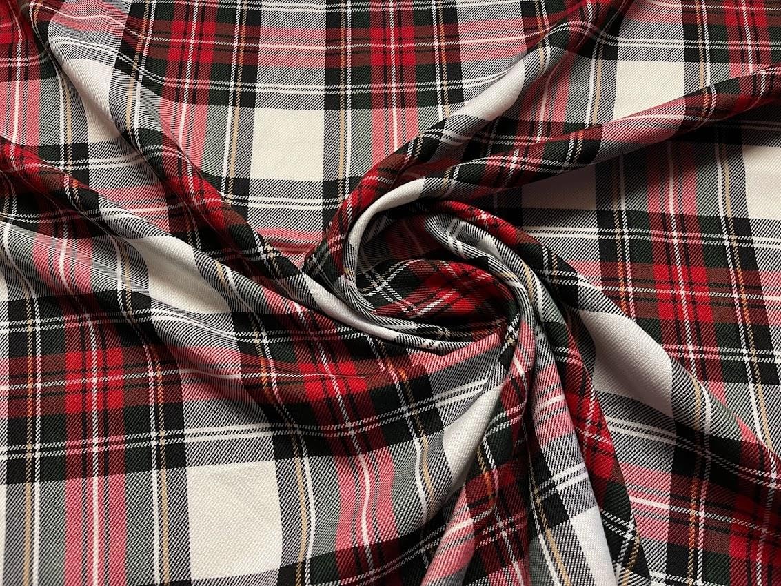 Crs Fur Fabrics Red Scottish Tartan Check Fabric Material Design 24 Stewart Dress Modern 1Mtr