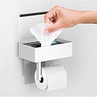 Vista 11 de Day Moon™ - Soporte de papel higiénico dorado cepillado con estante, soporte para toallitas para baño, dispensador de toallitas desechables, soporte