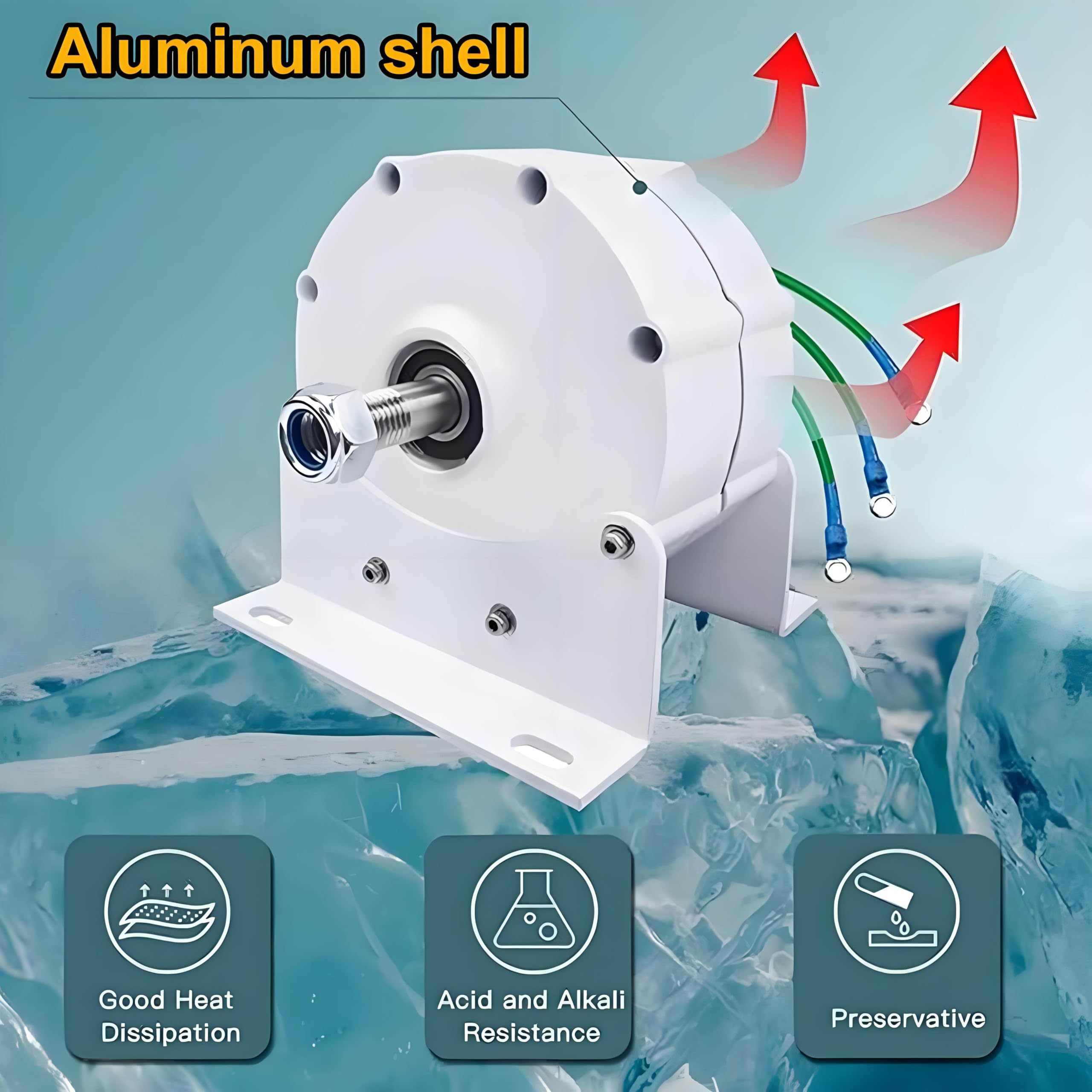 Nérateur à aimant permanent 12 000 W à faible tr/min 12 V/24 V/48 V 3 PhBrushless avec contrôleur de dissipation de la chaleur, économe en énergie pour les applications d'eau et de vent