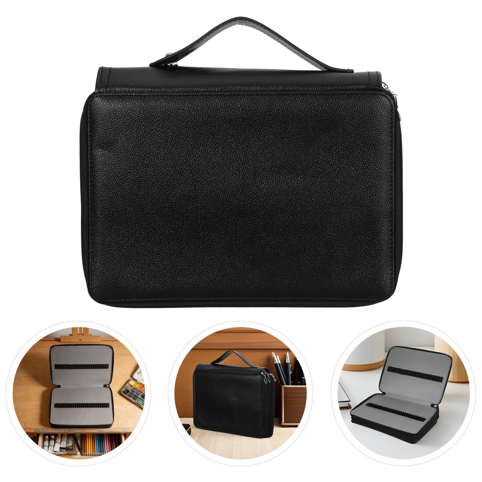 TOYANDONA Grande Astuccio per Matite con 4 Strati e 200 Scomparti, Capacità Elevata, Struttura con Cerniera e Manico, Protezione Robusta e Trasporto Comodo per Artisti e Ufficio
