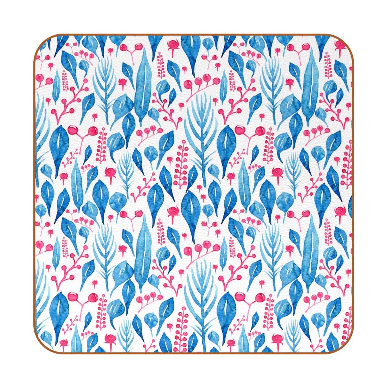 Dessous de verre antidérapants anti-tache faciles à laver motif bleu