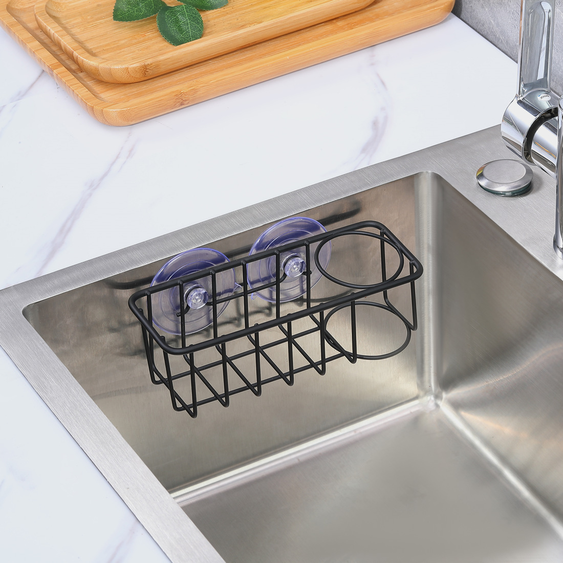 Porta Spugne Lavello 2 In 1 TESOT | In Acciaio Inox SUS304 Con Ventose, Senza Fori