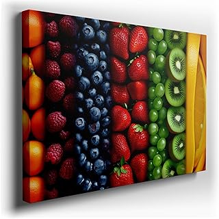 Wall Art. A Vibrant Celebration Of Nature's Bounty In Berries And Fruits Canvas Wall Arts, Wall Art Decor, Office Wall Art, Art for Bedroom, Size: 130x86 cm (51x34 inch)