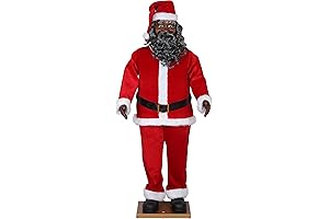 Animated Dancing Life Size African American Santa Claus by Gemmy