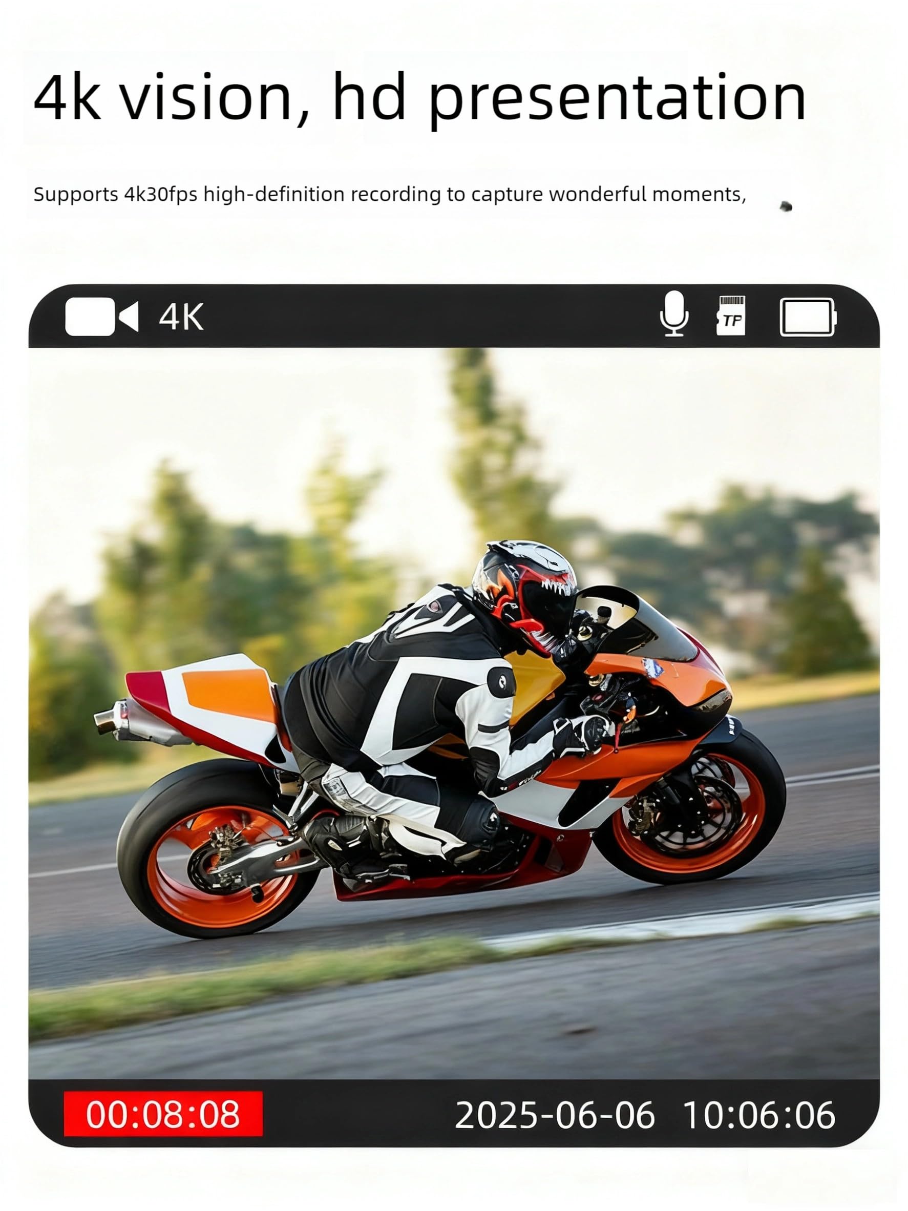 Cámara de acción de pulgar F3 4K, pantalla táctil de 1.4 pulgadas, batería de 3.5 horas de duración extendida, micrófonos duales de alta sensibilidad, cámara de casco de bicicleta, motocicleta