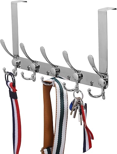 Miniatura 9 de WEBI Gancho para colgar sobre la puerta con 5 ganchos para colgar abrigos, toallero sobre la puerta, colgador de toallas, colgador de puerta sobre