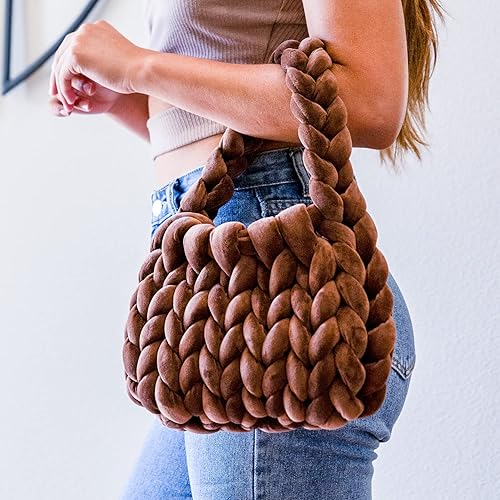 Miniatura 5 de Hilo grueso ultrasuave de 2.2 libras (2.2 lbs) para tejer a mano, hilo de tubo de tela de terciopelo exuberante para hacer bolsos, almohadas,