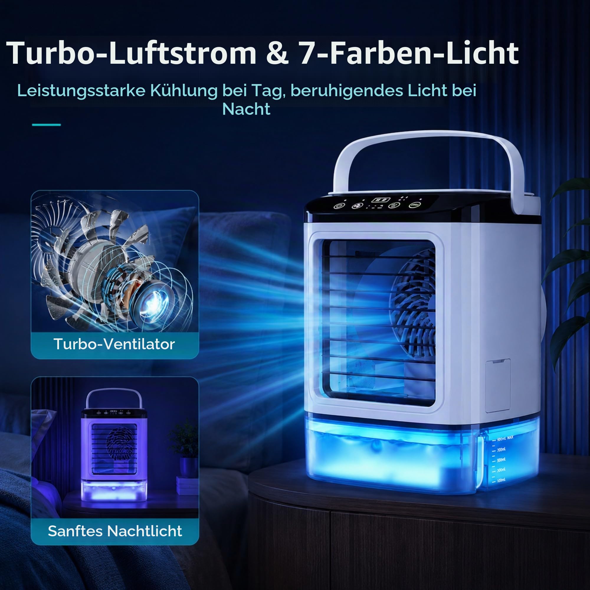 Mini Klimaanlage USB Desktop Ventilator mit 900ml Tank