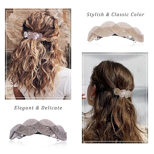 Miniatura 2 de Pasadores de pelo grandes para mujer, líneas hermosas, simples, retro, clásicas, a presión, pinzas para el cabello francés, accesorios de moda para