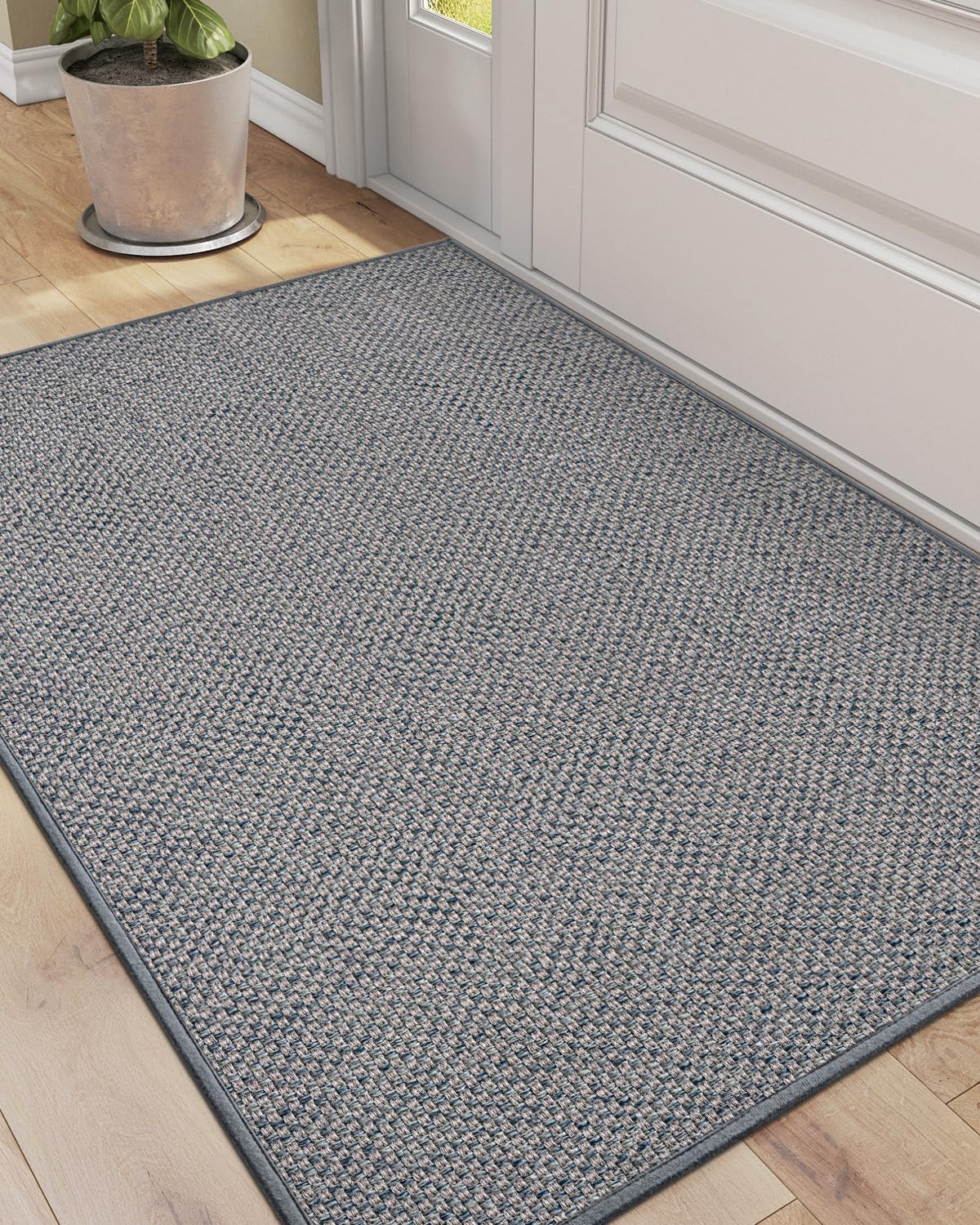DEXI Indoor Door Mat, 32"x48" Ultra Non Slip Rubber Backed Dirt Trapper, Low Profile Thin Entryway Rug, Absorbent Easy Clean Entry Rugs for Inside House, Patio, Grey 32"x48" Grey
