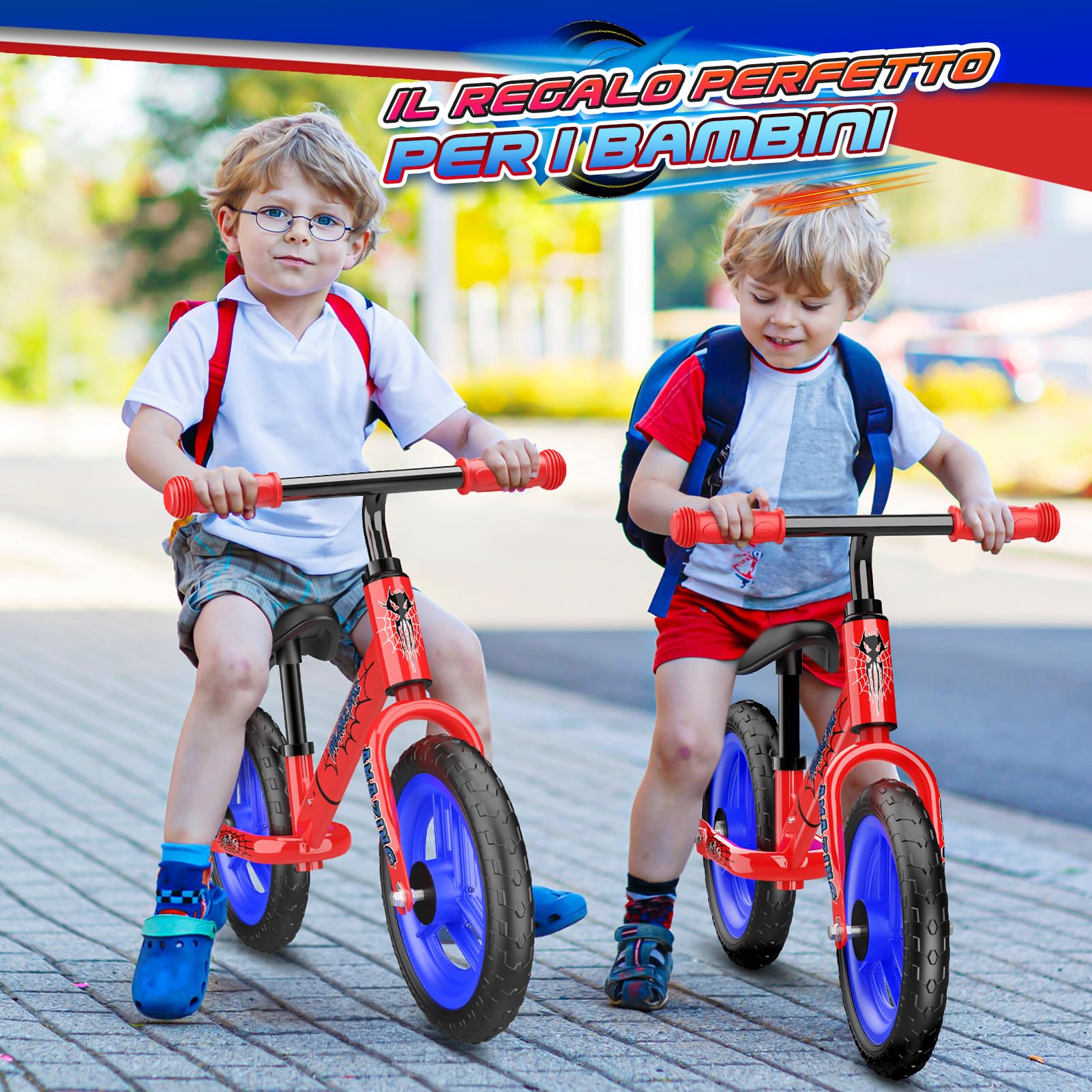 Braxel Bicicletta Bambini Senza Pedali 2-6 Anni, Giocattoli Giochi per Bambini 2 3 4 5 6 Anni Regalo Bambino, Bici Senza Pedali Balance Bike per l'Equilibrio, Manubrio e Sellino Regolabili, Max 35 KG