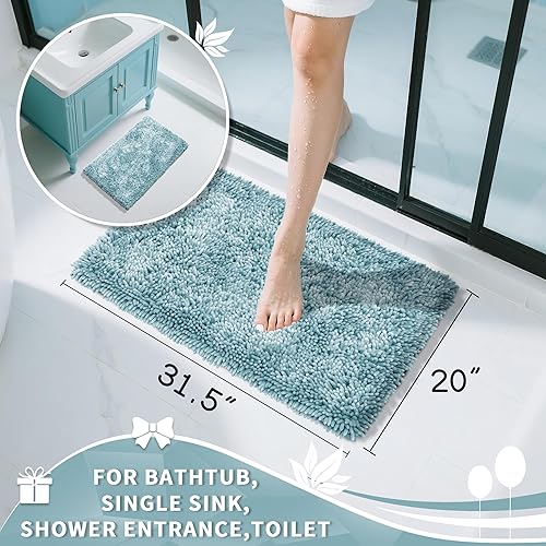 Miniatura 2 de Yimobra-Tapete de baño de felpilla de 31.5 x 19.8 pulg, suave y absorbente, antideslizante, lavable a máquina, secado rápido, tapete exterior de