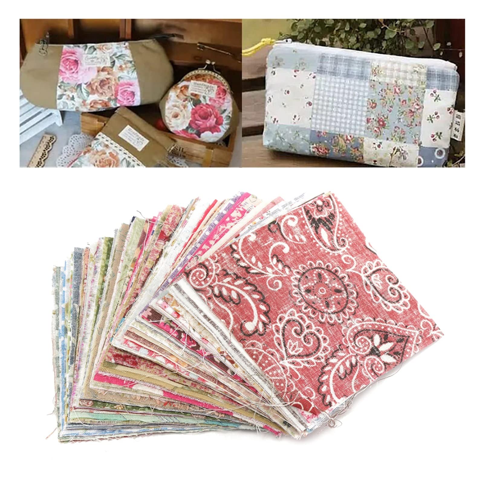100 Piezas de Tela de Mosaico de Tela de algodón Floral de 10 pcs 10x10 cm for Bricolaje Costura Artesanal Telas