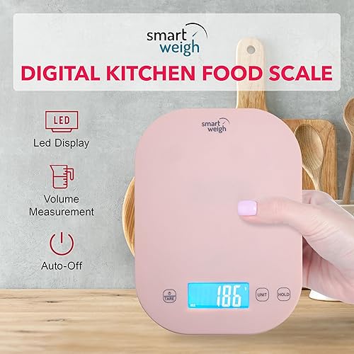 Miniatura 2 de Smart Weigh Báscula digital de cocina rosa para cocinar, pérdida de peso, seguimiento de calorías, hornear, control de porciones de alimentos y