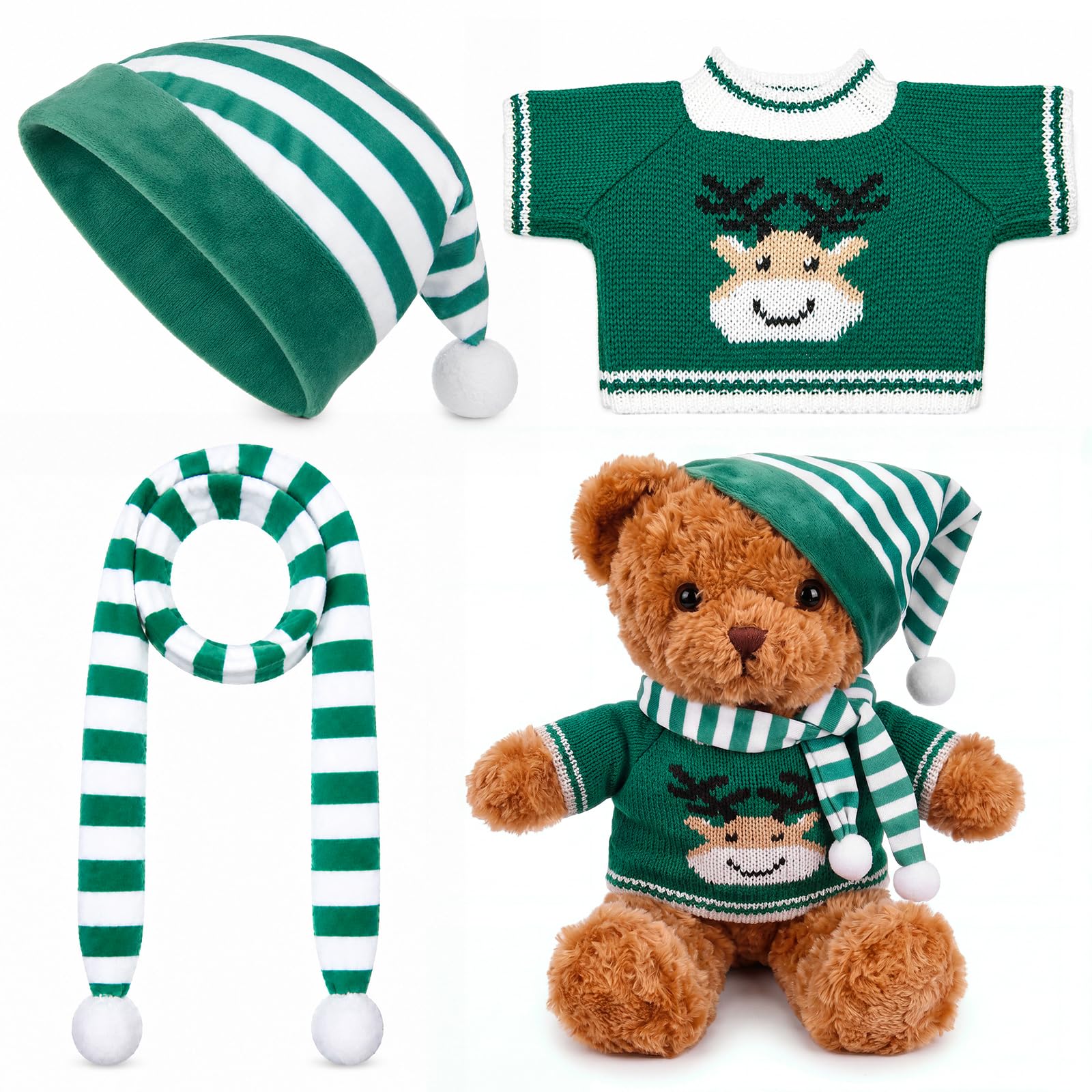 Shyyween 3 Pcs Christmas Bear Clothes for 12-16 Inch Bears,Reindeer