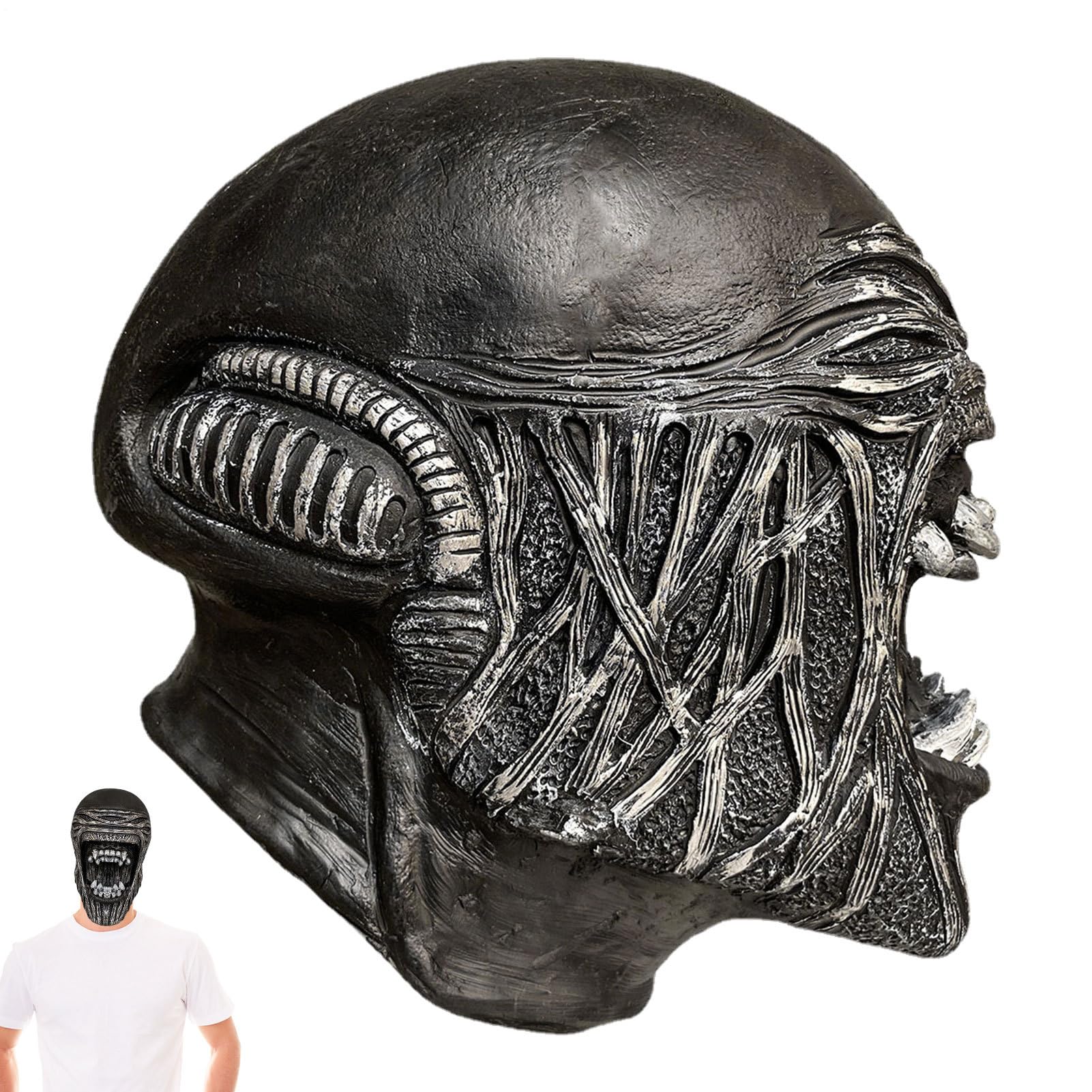 Headgear alieno per uomini – Casco da costume alieno di fantascienza | Maschera aliena Halloween Cosplay, casco spaziale futuristico per feste, festival, spettacolo di scena,