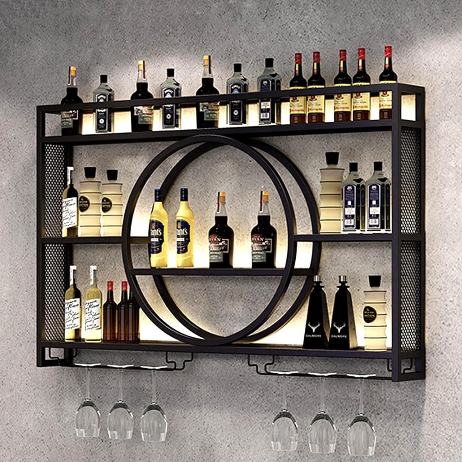 Étagères de bar murales en métal avec éclairage LED le cadeau idéal