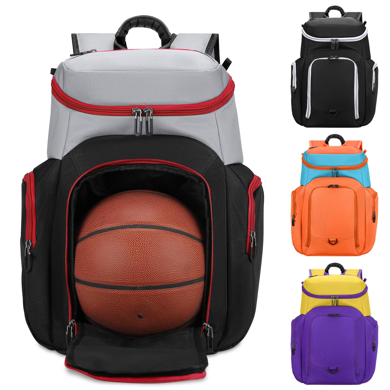 BROTOU Basketball Backpack with Ball Compartment, Custom Football Bag, Soccer Backpack for Rugby/Volleyball/Baseball, Large Capacity Sports Equipment Bags for Men/Women