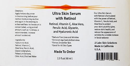 Miniatura 2 de Suero Ultra Skin con Retinol, Vitamina C, Aloe Vera, Ácido Ferúlico, Glicerina y Ácido Hialurónico (2.3oz)