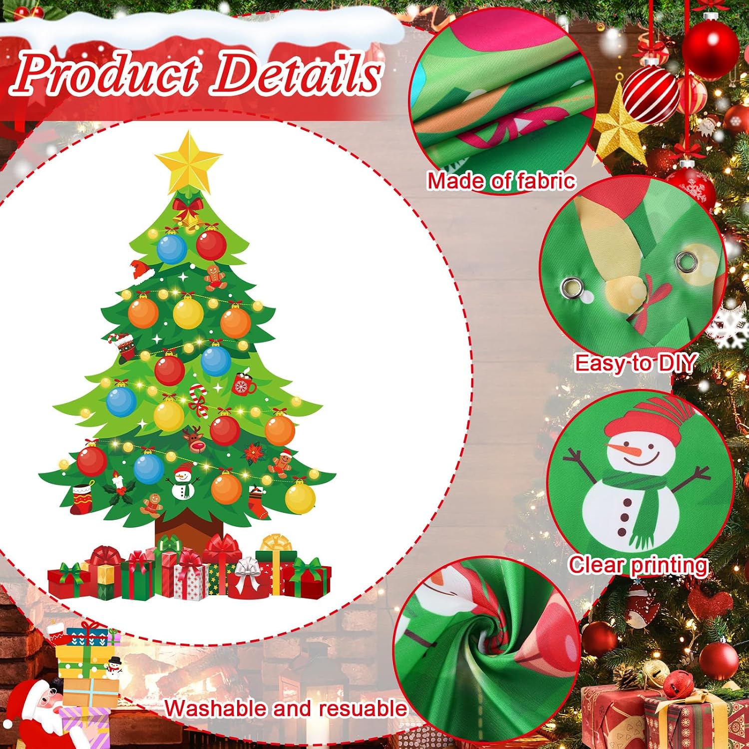2Pcs Merry Christmas Door Cover Decoration Christmas Tree Door Banner Polyester Xmas Hanging Backdrop Background for Xmas Winter Holiday Party Supplies Indoor Outdoor Home School Classroom Wall Decor
