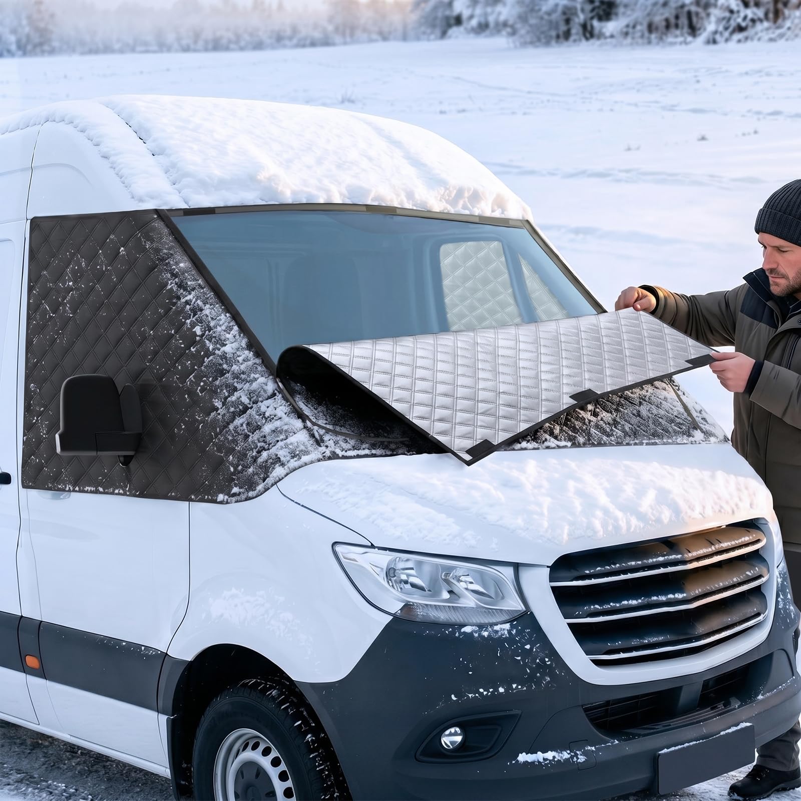 Sonnenschutz Frontscheibe Wohnmobil Frontscheibenabdeckung Ducato Bugschutzplane Wohnmobil für Ducato Frontschutz Van Windscreen Protector Aluminium Cover für Peugeot Boxer Citroën Relay X250/290