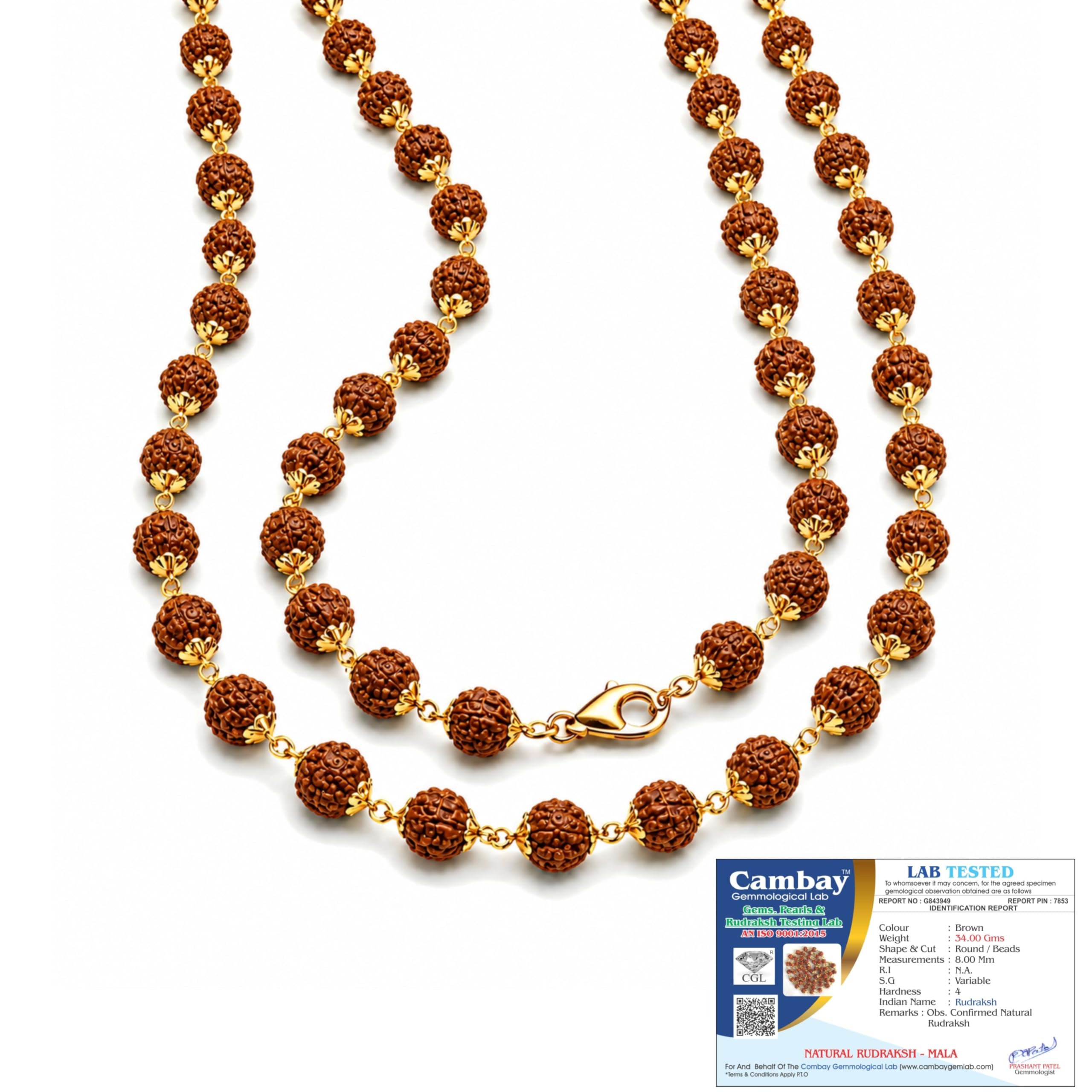 Gratify Rudraksha Silver-Plated Shankh Pendant Mala | 54+1 Sacred Rudraksha Beads Necklace | Spiritual Japa Mala for Puja, Meditation & Daily Wear for Men & Women-image-25