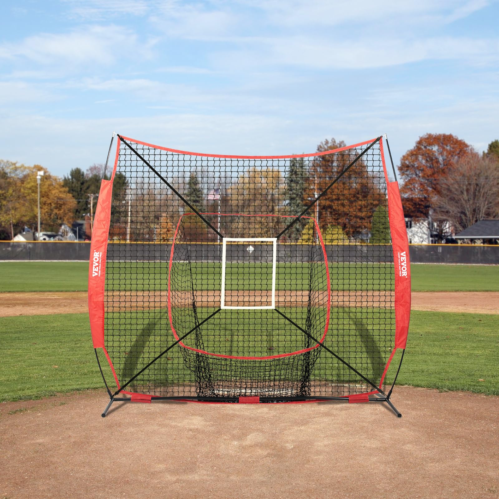VEVOR Filet d'entraînement de baseball et softball portable de 2,1 x 2,1 m, filet d'entraînement de baseball pour frapper, attraper, lancer, équipement de baseball