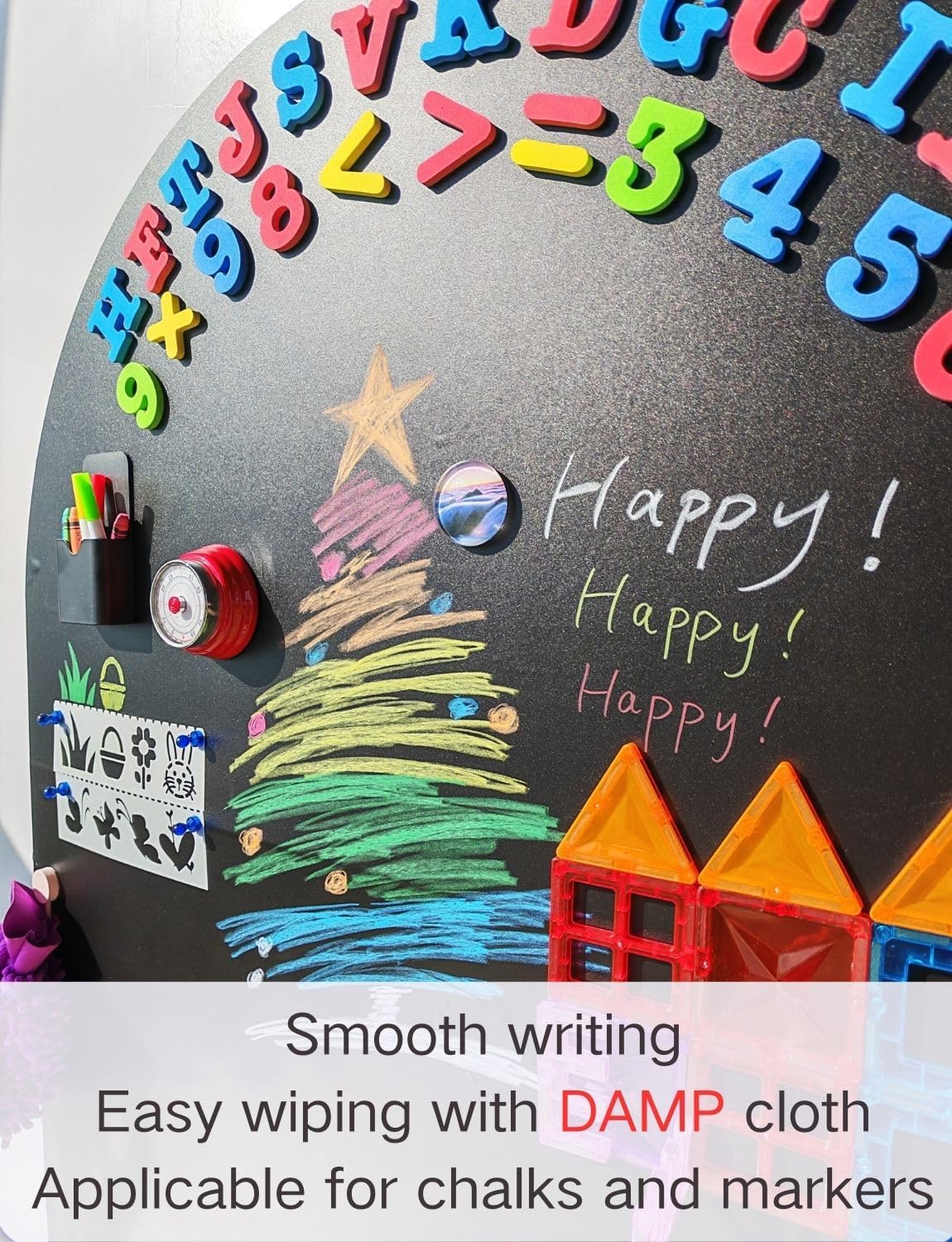 Arch Magnetic Wall Decal for Kids Playroom, Magic Playwall Magnet wall Decal, Magnetic Chalkboard Wall Paper for Home School, 39.37x31.1'' Black