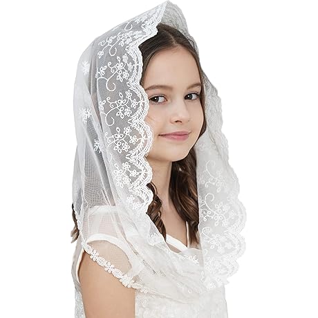 First Communion Veil, Lace Flowergirl Veil Girls Lace Floret Headband For Wedding