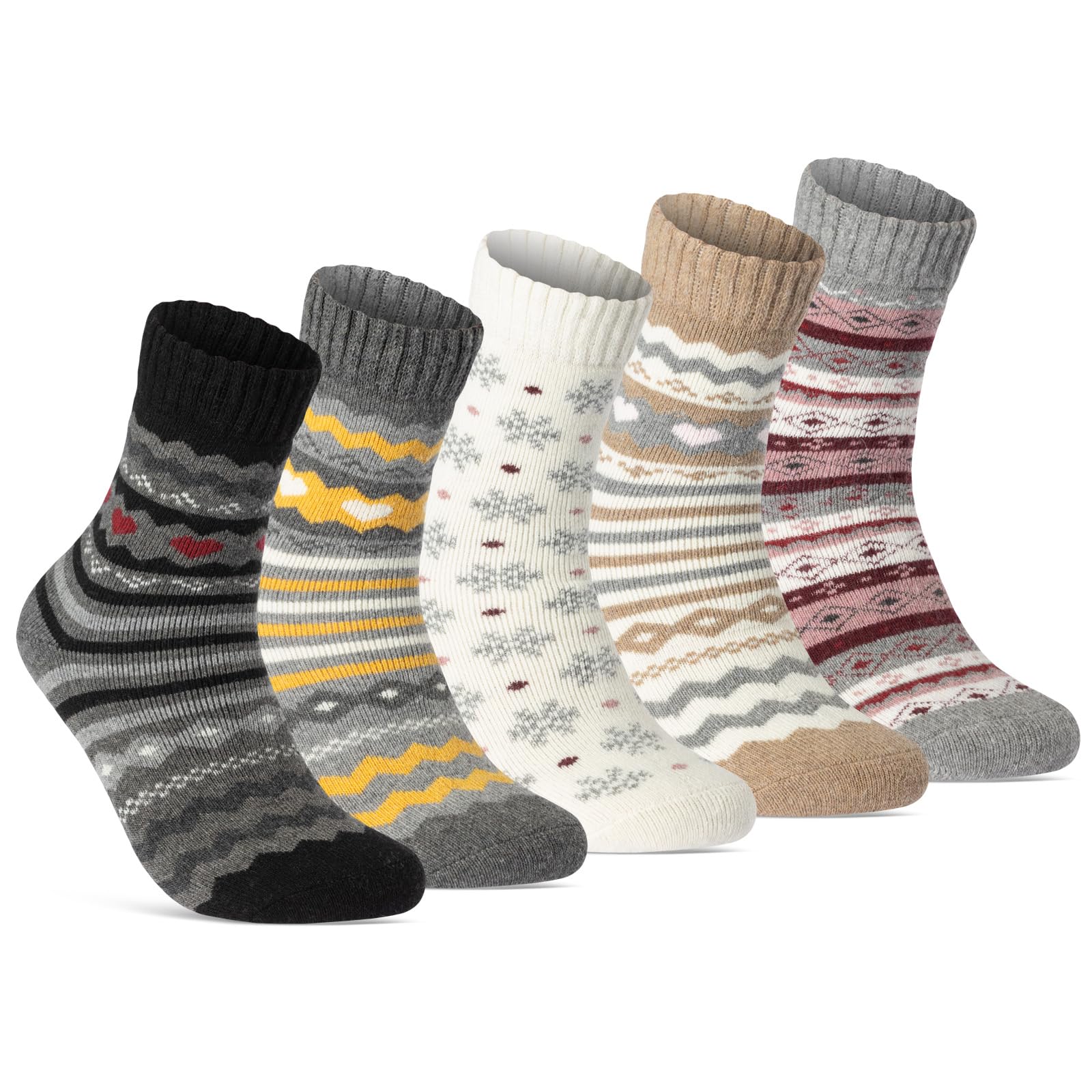 Damen THERMO Socken (5 Paar) warme Wintersocken weiche Wollsocken mit Innenfrottee