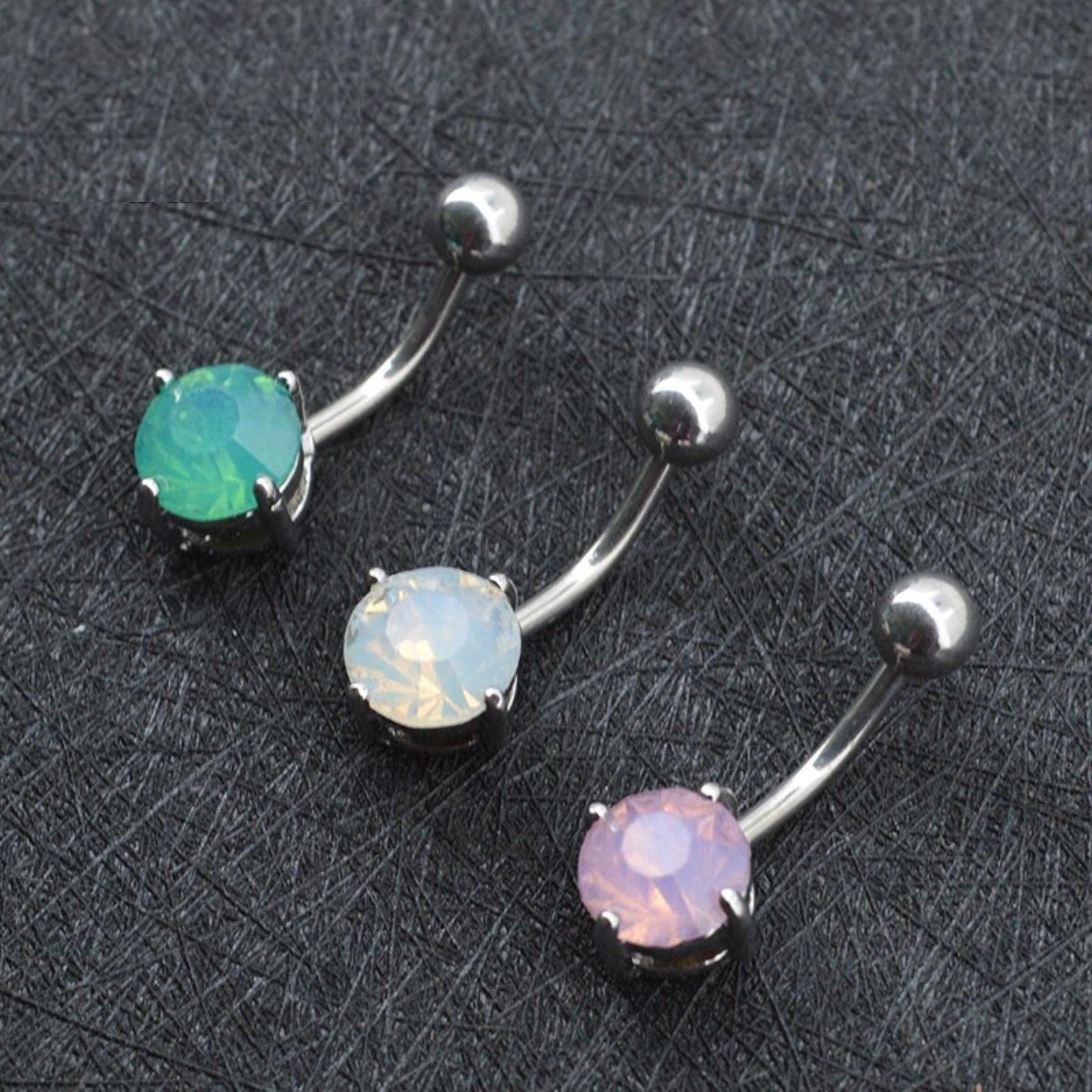 3 Teile/Satz Bauchnabelringe Gefälschte Piercing Grün Weiß Rosa Kristall Kurve Körperschmuck Bars Nabel