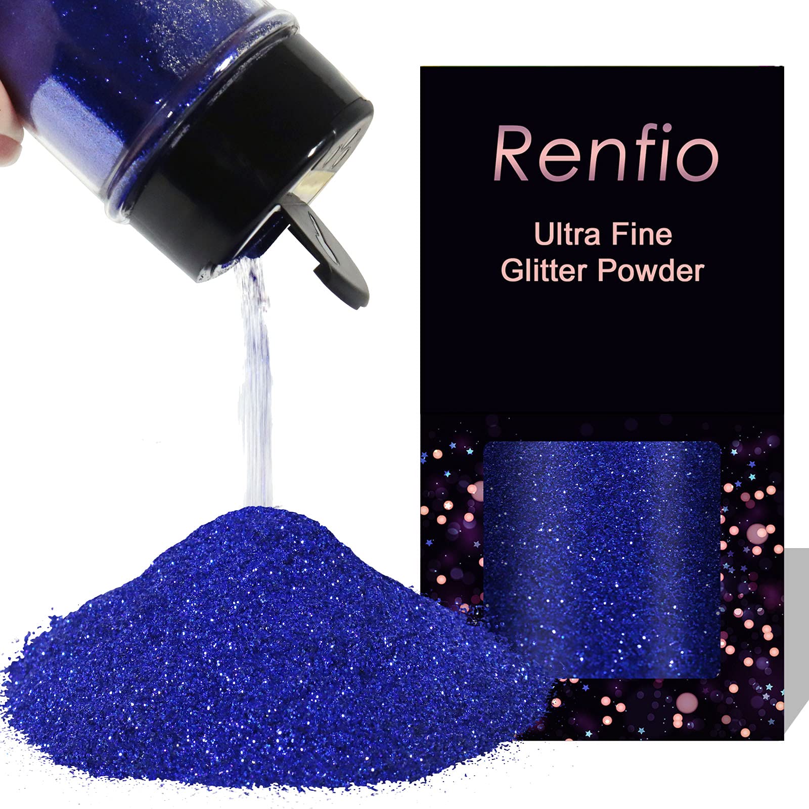 Renfio Ultra Fine Glitter Powder Metallic Resin Glitter 1.75 Oz (50g) Flakes Crafts Sequins Epoxy Chips Flakes for Tumblers Slime Painting Arts Nail Holiday Decoration - Deep Ocean — image 1