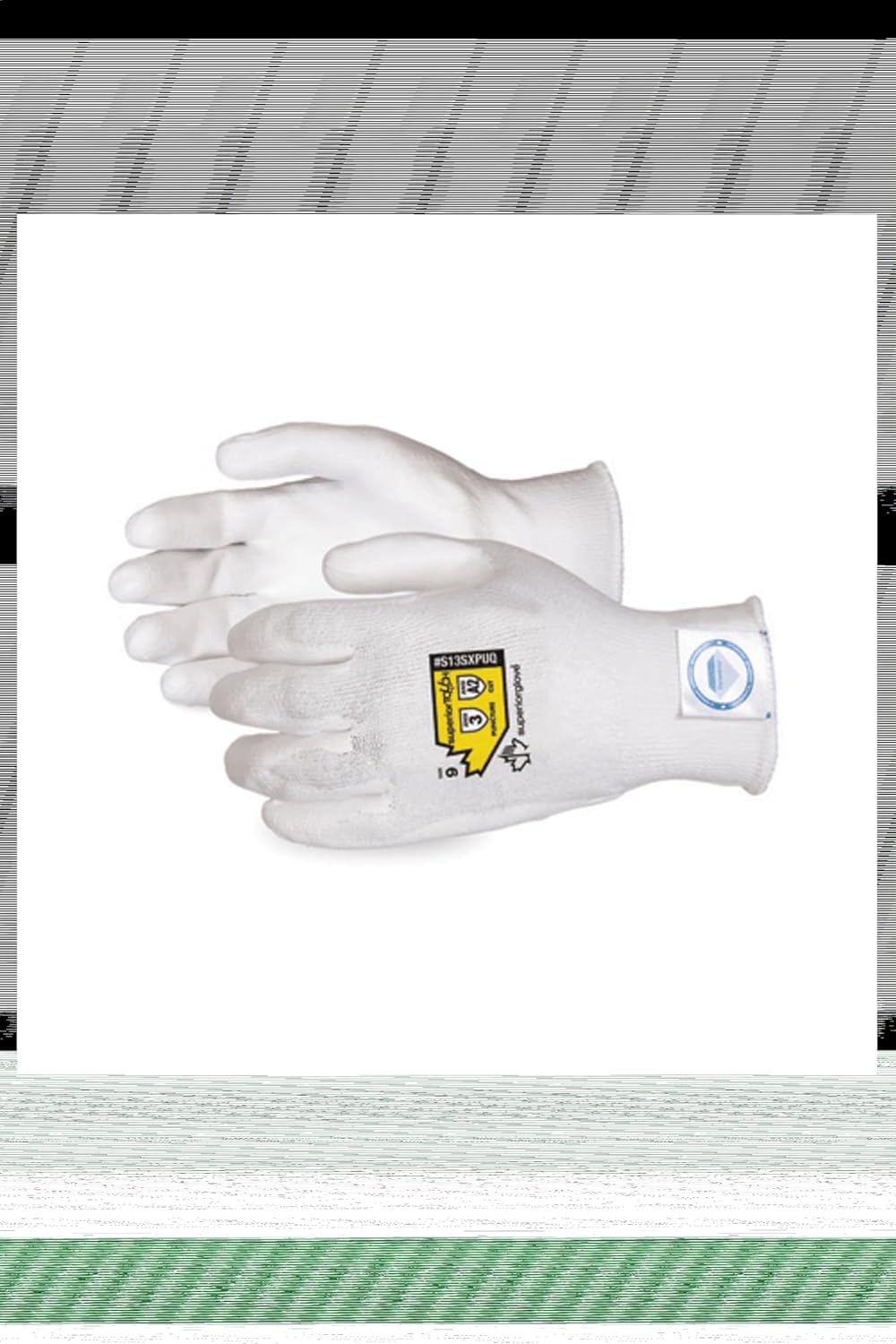 Superior S13SXPUQ Superior Touch Dyneema Economy String Knit Glove with Polyurethane Coated Palm, Work, Cut Resistant, 13 Gauge Thickness, Size 12, White (Pack of 1 Pair)