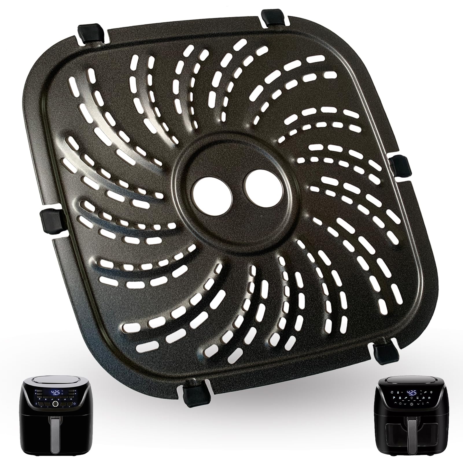 HEISENLIN 6QT Air Fryer Grill Plate for PowerXL Vortex Pro Air Fryer Plus 6QT, Upgraded Air Fryer Grill Pan Crisping Plate Tray Rack Shelf Grate for 6QT PowerXL Air Fryers, Nonstick, Dishwasher Safe