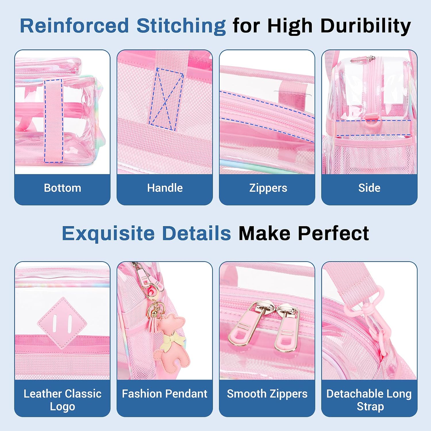 Clear Tote Bag - 12x6x12 See Through Stadium Event Bag for Women - Image 6