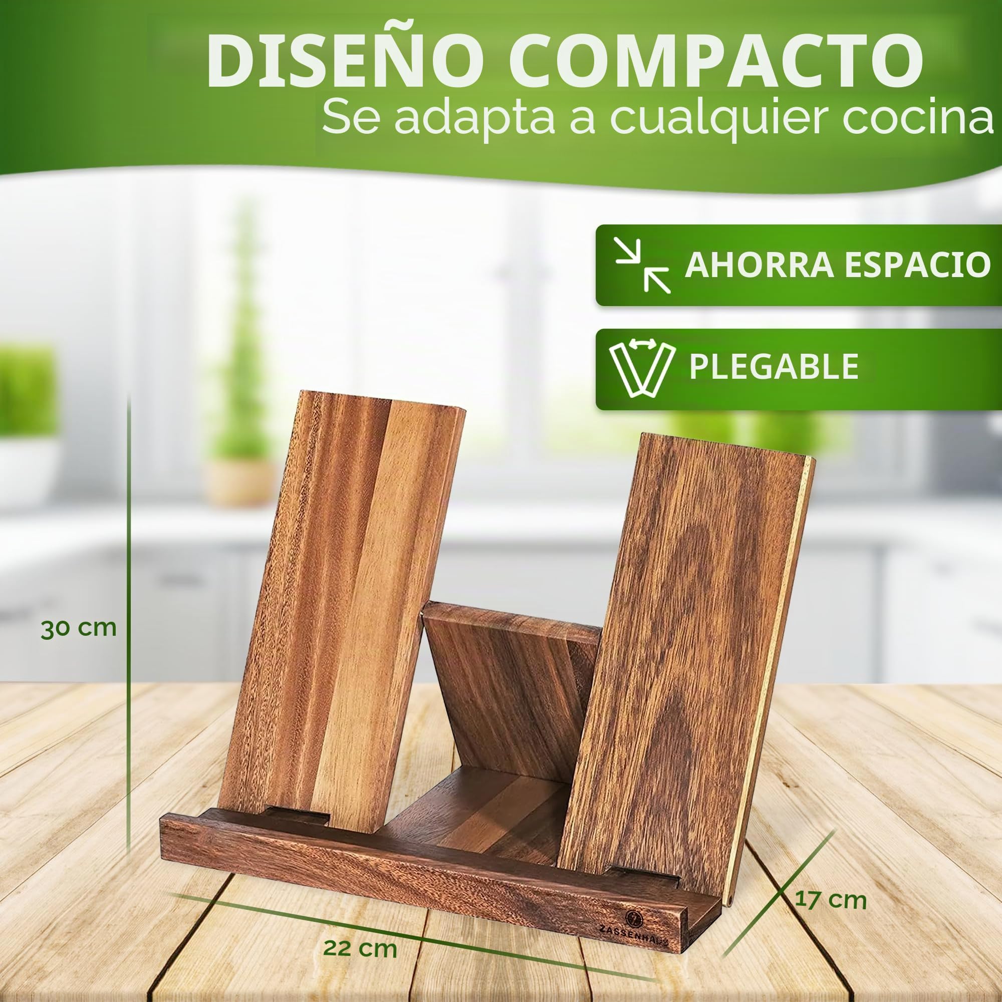 Zassenhaus Madera de Acacia Soporte para Libro de Cocina