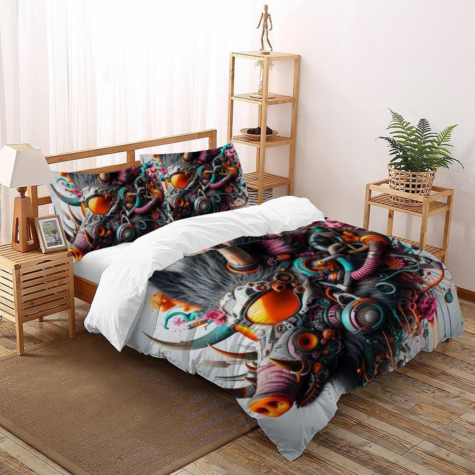 Housse de couette double sanglier imprimé 3D avec fermeture éclair
