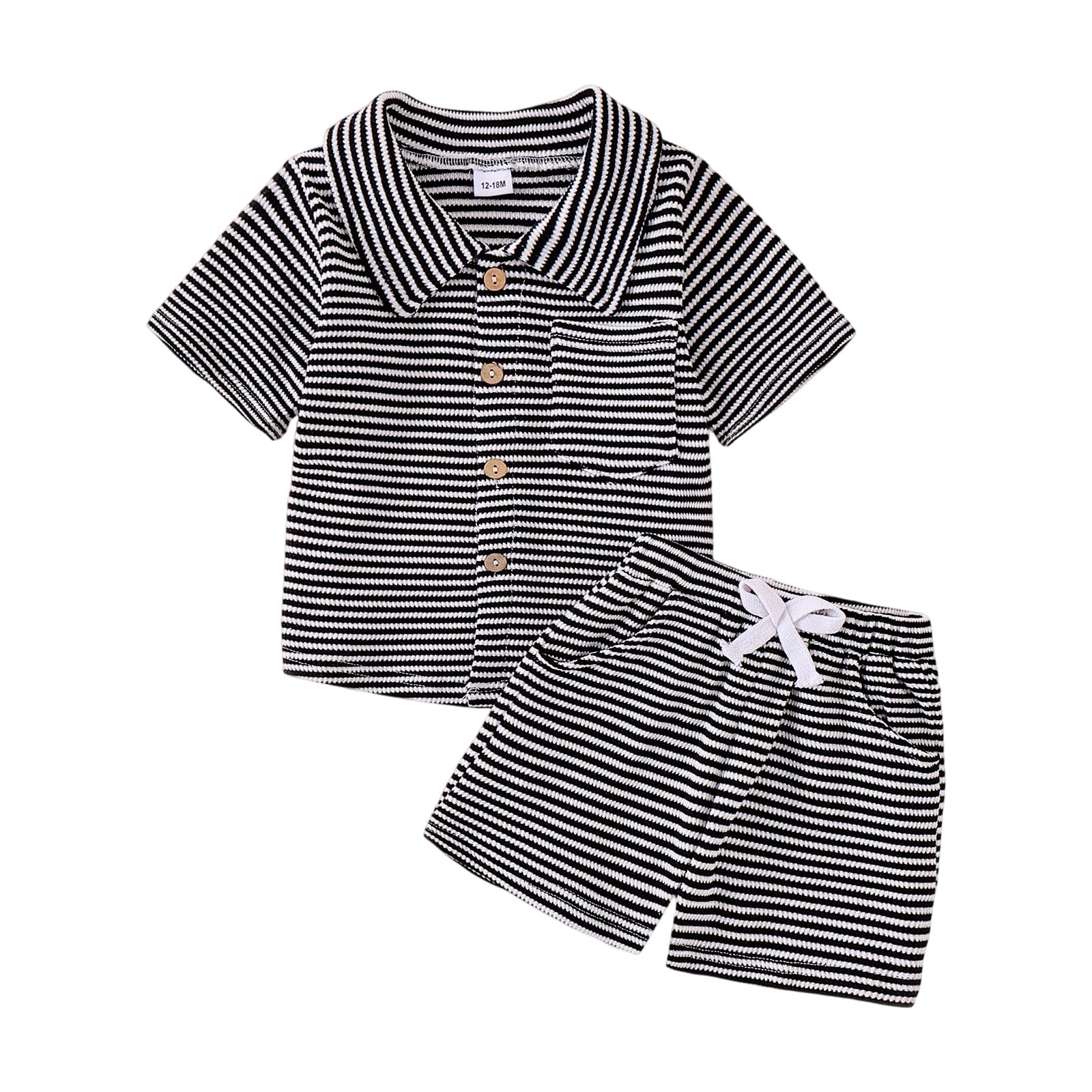 Toddler Boy Clothes Baby Summer Outfit Striped Shirt Shorts 1-5T