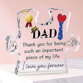 Merclix Dad Puzzle Shaped Acrylic Plaque Gifts for Dad Who Has Everything Dad Gifts from Daughter Dad Presents for Christmas Daddy Gifts from Son Fathers Day Dad Birthday Gifts Ideas