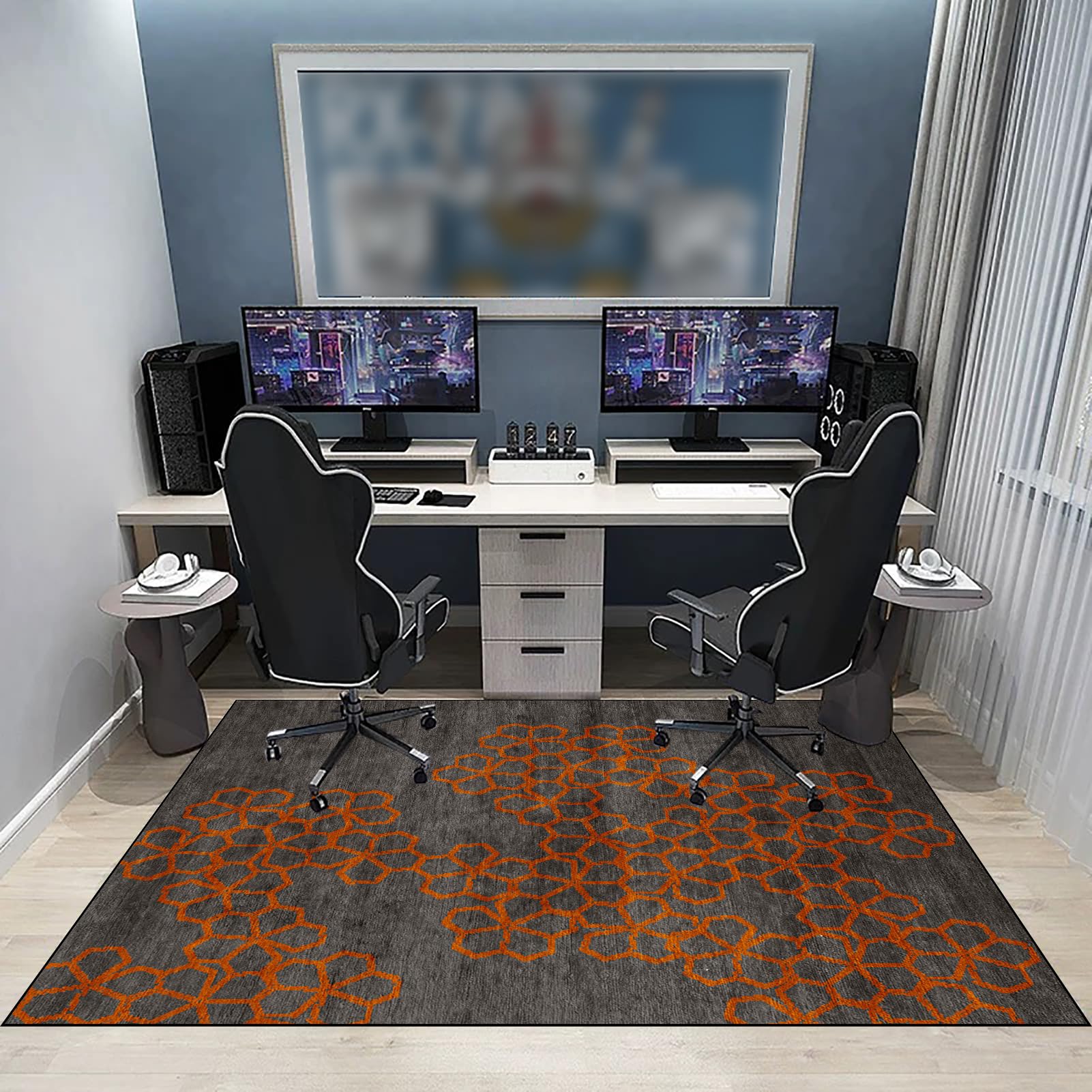 Teppich-Stuhlmatte Gaming 80 x 120 cm Teppich Bodenschutzmatte Bürostuhl Teppich Unterlage-Kratzfest für Parkett und Hartböden Bürostuhl Unterlage für Stühle Anti-Silp Schutzmatte für Laminat