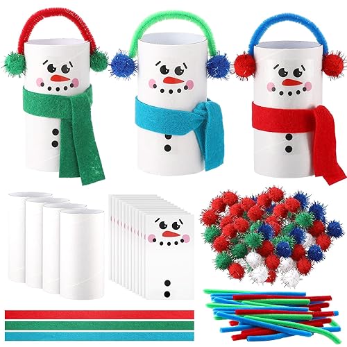 Syhood 12 Set Winter Snowman Craft Rolls DIY Winter Cardboard