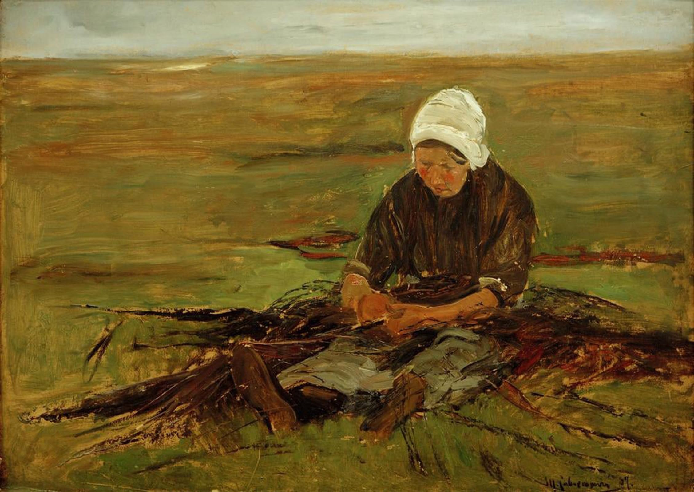 ARTXLXXBN Famous Painting Canvas Artwork Graffiti Print sitting woman from the front by Max Liebermann Portrait Canvas Image for Home Decor 60x90cm